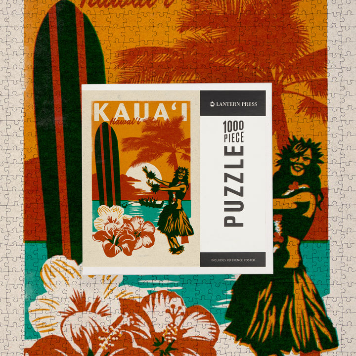 Kauai, Hawaii, Woodblock, Jigsaw Puzzle