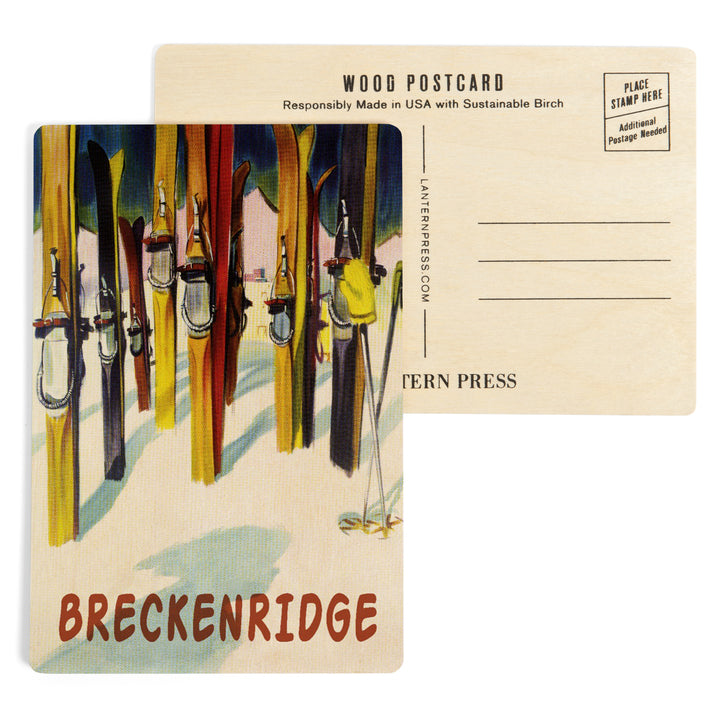 Breckenridge, Colorado, Colorful Skis, Wood Sign and Postcards