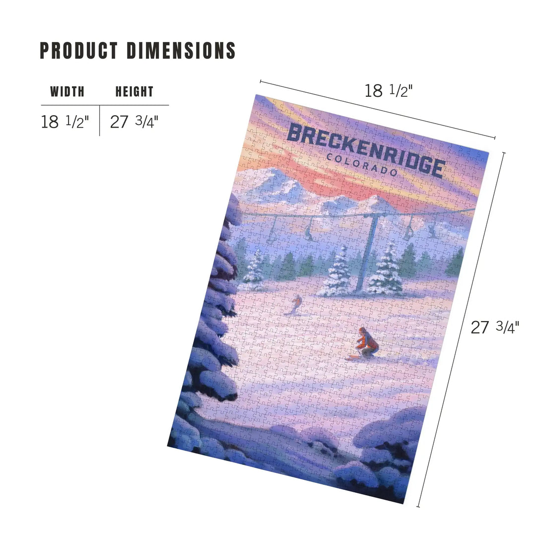 Breckenridge, Colorado, Oil Painting, Skiers, Jigsaw Puzzle