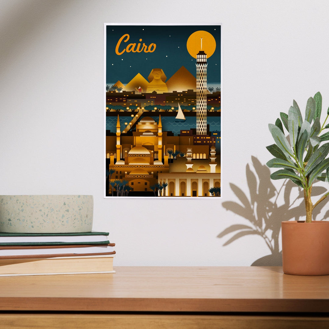 Cairo, Egypt, Retro Skyline, Art & Giclee Prints Art Lantern Press 