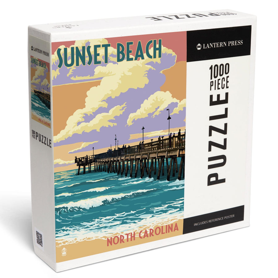 Calabash, North Carolina, Sunset Beach, Pier Scene, Jigsaw Puzzle Puzzle Lantern Press 