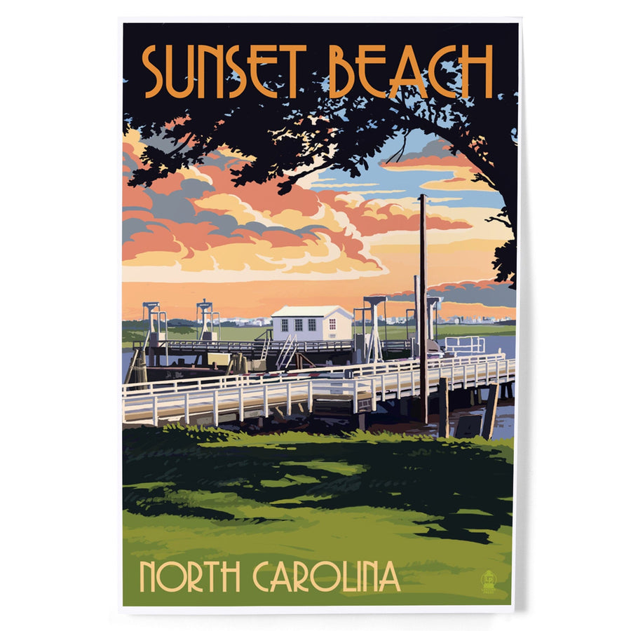 Calabash, North Carolina, Sunset Beach, Swinging Bridge, Art & Giclee Prints Art Lantern Press 