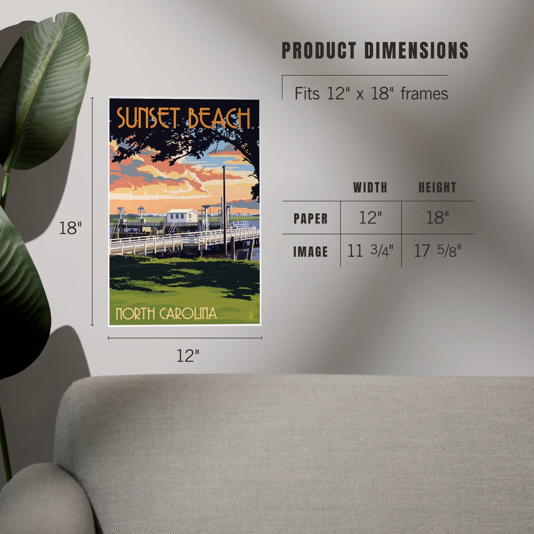 Calabash, North Carolina, Sunset Beach, Swinging Bridge, Art & Giclee Prints Art Lantern Press 