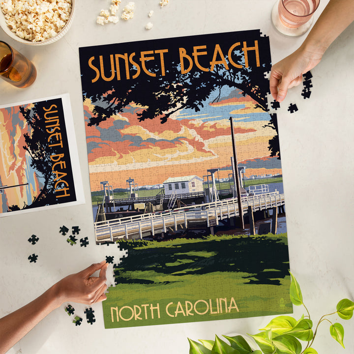 Calabash, North Carolina, Sunset Beach, Swinging Bridge, Jigsaw Puzzle Puzzle Lantern Press 