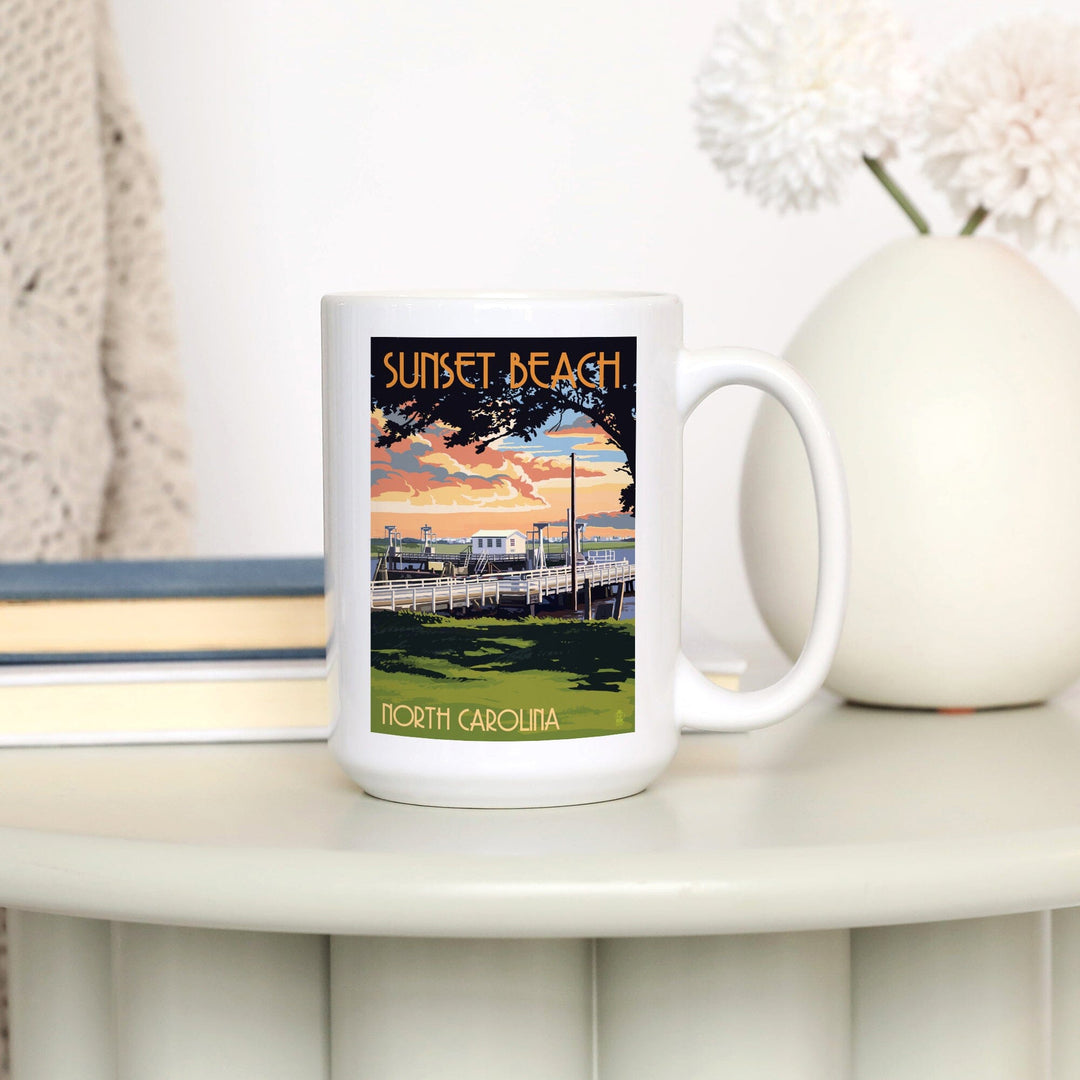 Calabash, North Carolina, Sunset Beach, Swinging Bridge, Lantern Press Artwork, Ceramic Mug - Lantern Press