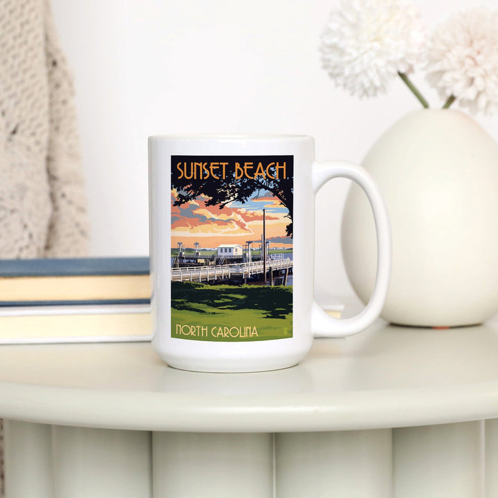 Calabash, North Carolina, Sunset Beach, Swinging Bridge, Lantern Press Artwork, Ceramic Mug - Lantern Press