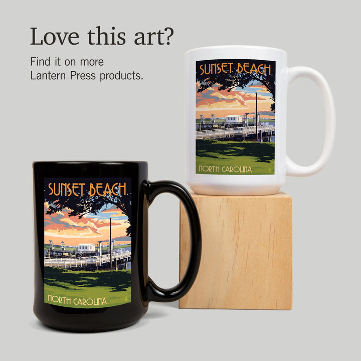 Calabash, North Carolina, Sunset Beach, Swinging Bridge, Lantern Press Artwork, Ceramic Mug - Lantern Press