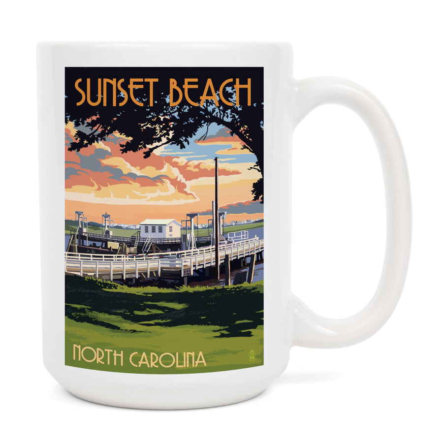 Calabash, North Carolina, Sunset Beach, Swinging Bridge, Lantern Press Artwork, Ceramic Mug - Lantern Press