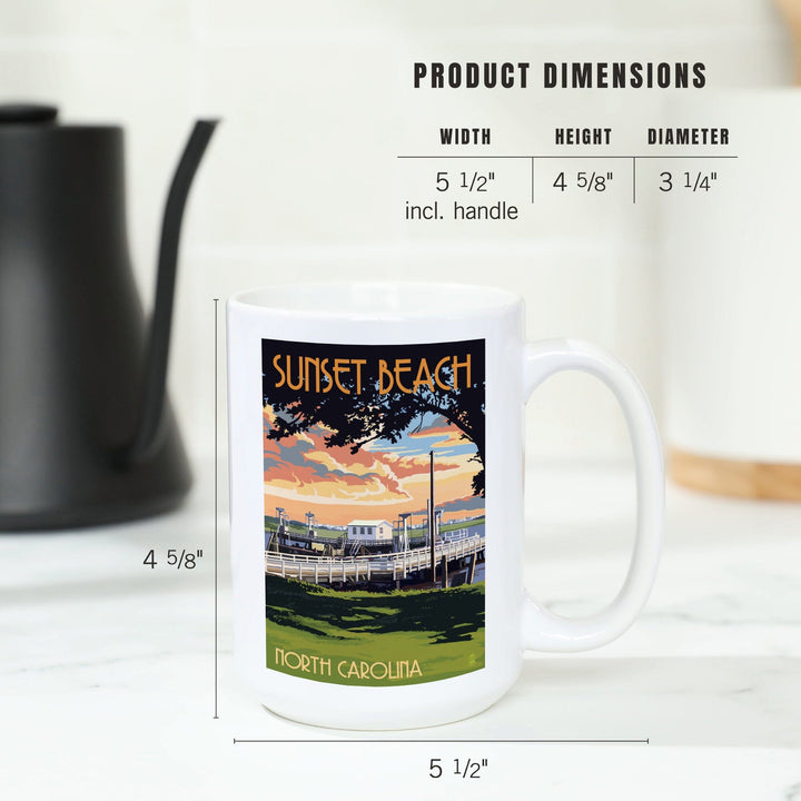 Calabash, North Carolina, Sunset Beach, Swinging Bridge, Lantern Press Artwork, Ceramic Mug - Lantern Press