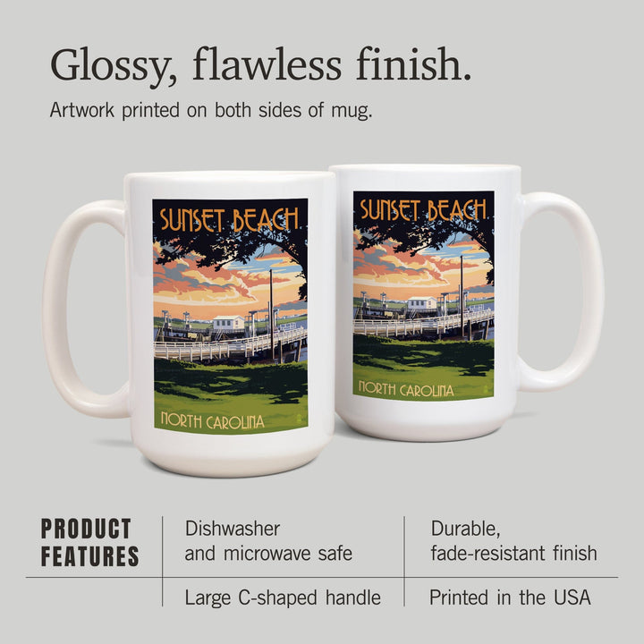 Calabash, North Carolina, Sunset Beach, Swinging Bridge, Lantern Press Artwork, Ceramic Mug - Lantern Press