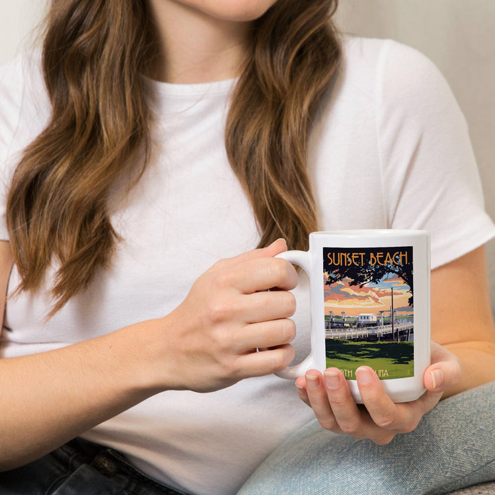 Calabash, North Carolina, Sunset Beach, Swinging Bridge, Lantern Press Artwork, Ceramic Mug - Lantern Press
