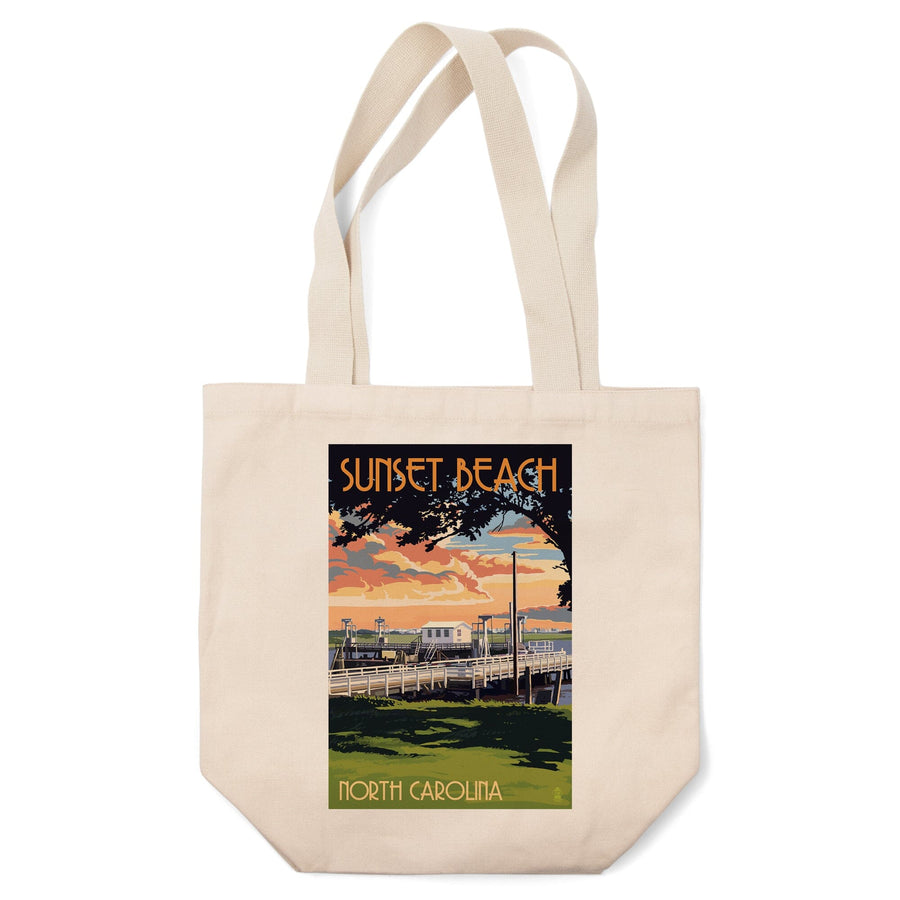 Calabash, North Carolina, Sunset Beach, Swinging Bridge, Lantern Press Artwork, Tote Bag Totes Lantern Press 