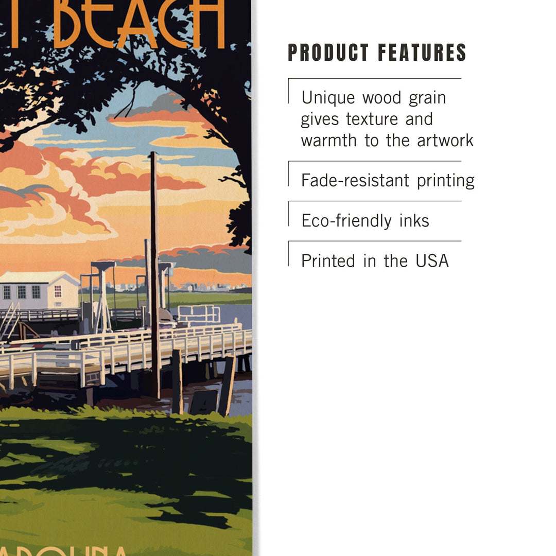 Calabash, North Carolina, Sunset Beach, Swinging Bridge, Lantern Press Artwork, Wood Signs and Postcards - Lantern Press