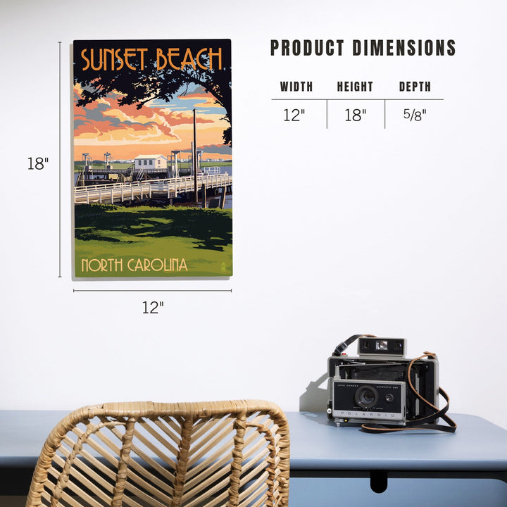 Calabash, North Carolina, Sunset Beach, Swinging Bridge, Lantern Press Artwork, Wood Signs and Postcards - Lantern Press