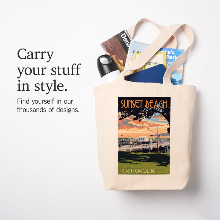 Calabash, North Carolina, Sunset Beach, Swinging Bridge, Tote Bag Totes Lantern Press 