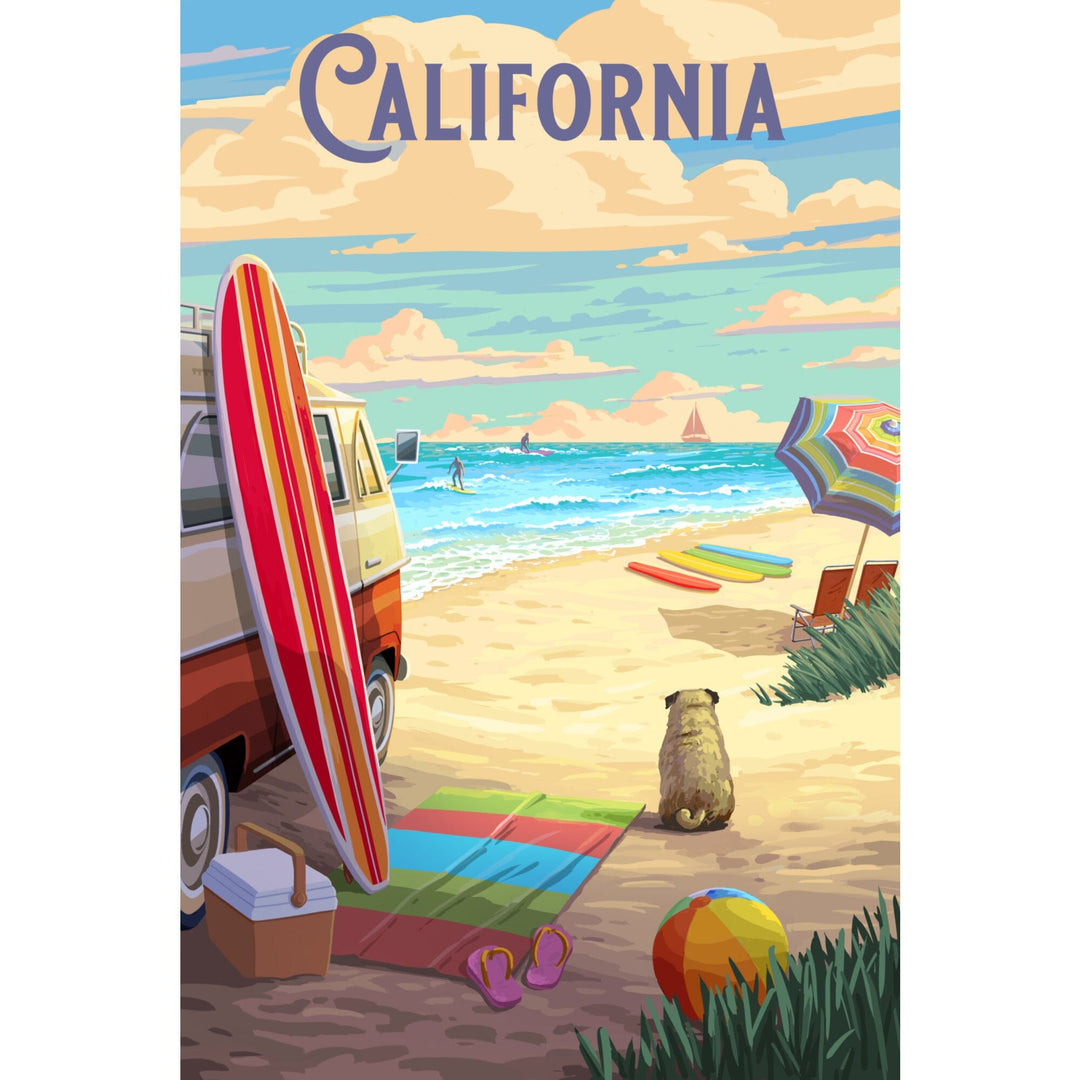 California, Beach Activities, Stretched Canvas Canvas Lantern Press 