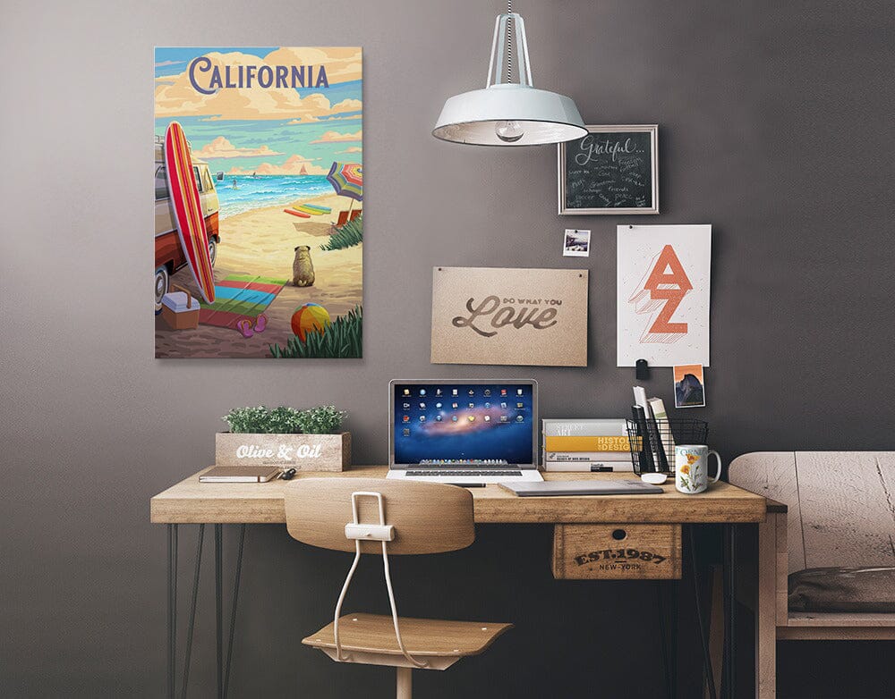 California, Beach Activities, Stretched Canvas Canvas Lantern Press 