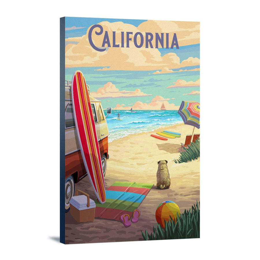 California, Beach Activities, Stretched Canvas Canvas Lantern Press 