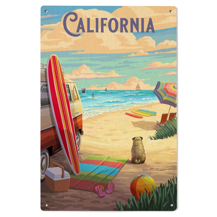 California, Beach Activities, Wood Signs and Postcards Wood Lantern Press 