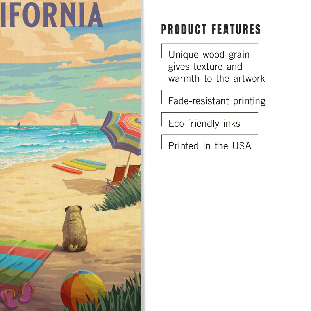 California, Beach Activities, Wood Signs and Postcards Wood Lantern Press 