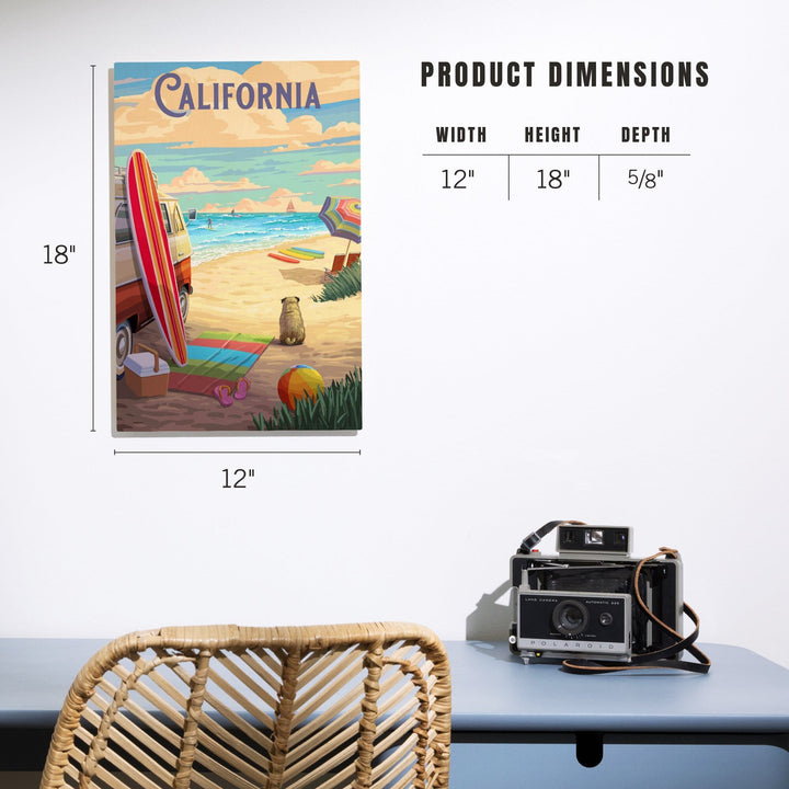 California, Beach Activities, Wood Signs and Postcards Wood Lantern Press 