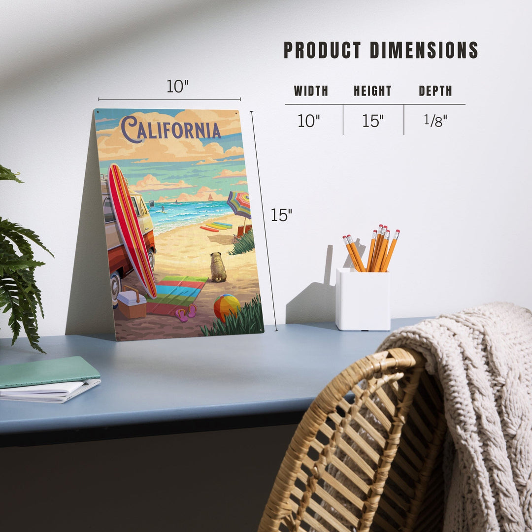 California, Beach Activities, Wood Signs and Postcards Wood Lantern Press 