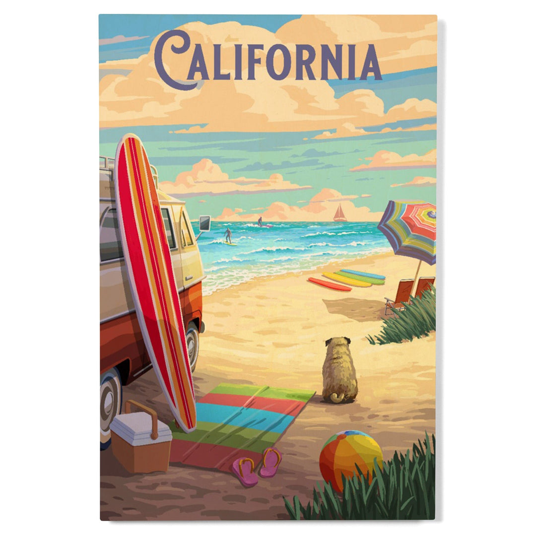 California, Beach Activities, Wood Signs and Postcards Wood Lantern Press 