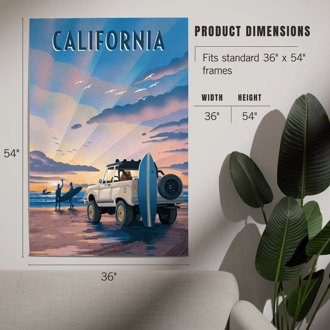 California, Beach Lithograph, Art & Giclee Prints - Lantern Press