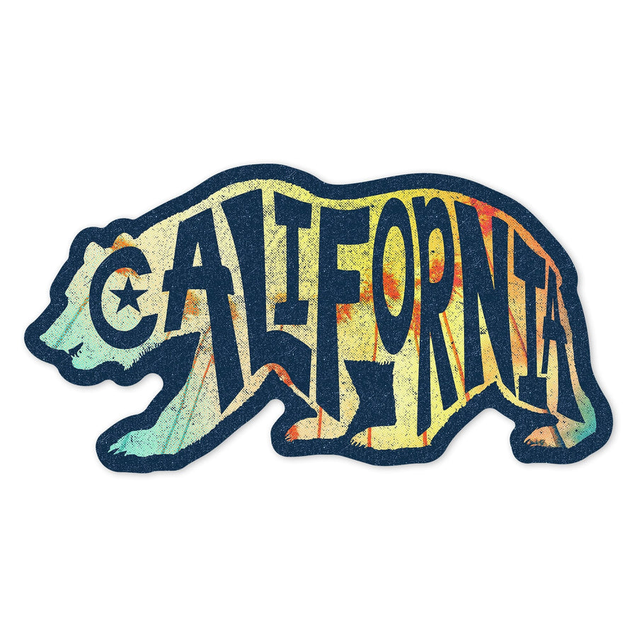 California, Bear Silhouette & Typography, Beach Palette, Lantern Press Artwork, Vinyl Sticker Sticker Lantern Press 