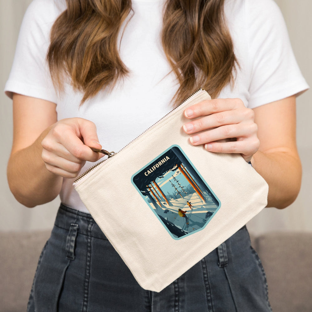 California, Better on Foot, Snowshoeing-, Organic Cotton Zipper Pouch, Go Bag Totes Lantern Press 