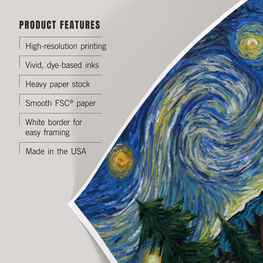California, Bigfoot, Starry Night, Art & Giclee Prints Art Lantern Press 