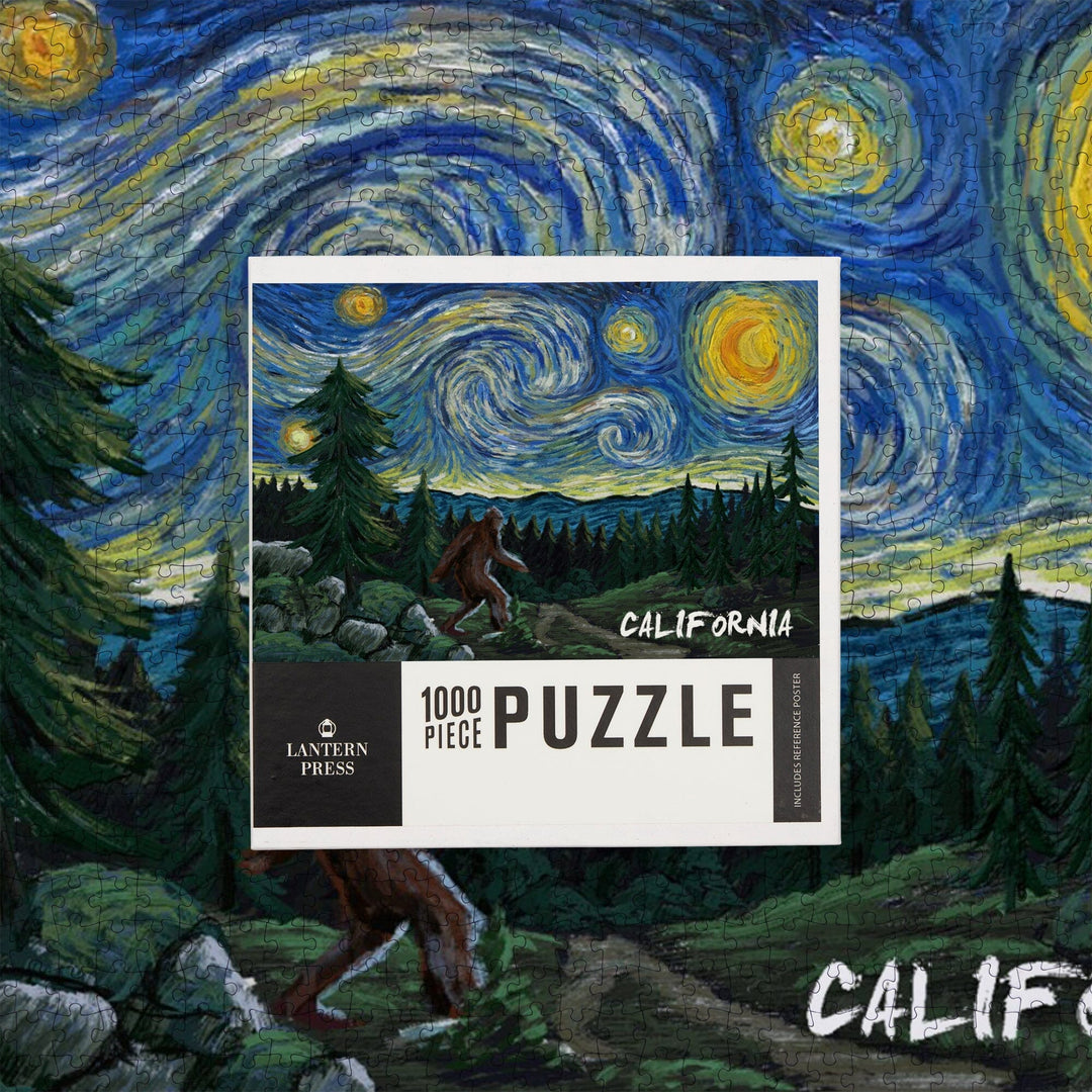 California, Bigfoot, Starry Night, Jigsaw Puzzle Puzzle Lantern Press 
