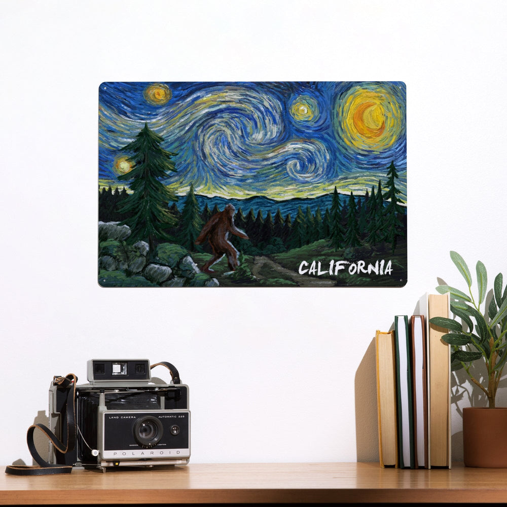 California, Bigfoot, Starry Night, Metal Signs Metal Lantern Press 