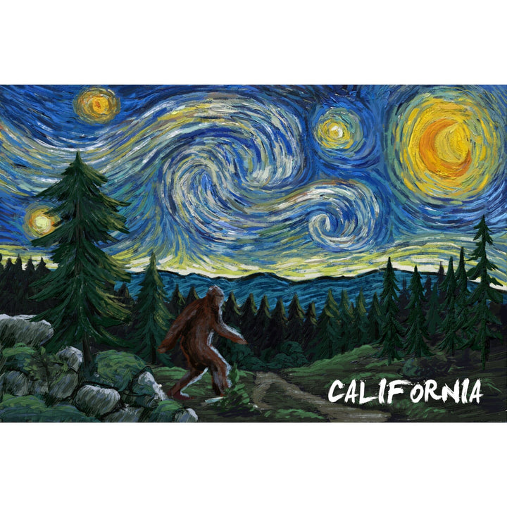 California, Bigfoot, Starry Night, Stretched Canvas Canvas Lantern Press 