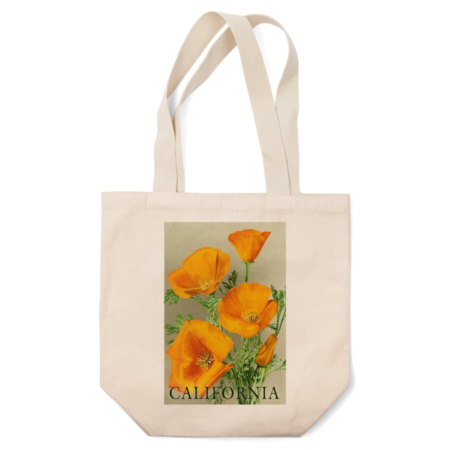 California, Bottom Text, Poppies, Tote Bag Totes Lantern Press 