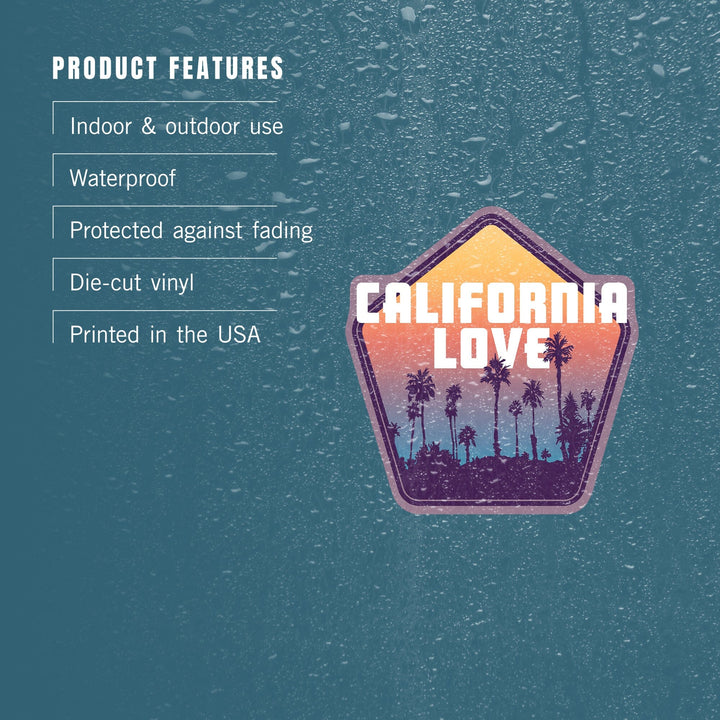 California, California Love, Palm Trees, Contour, Lantern Press Artwork, Vinyl Sticker Sticker Lantern Press 