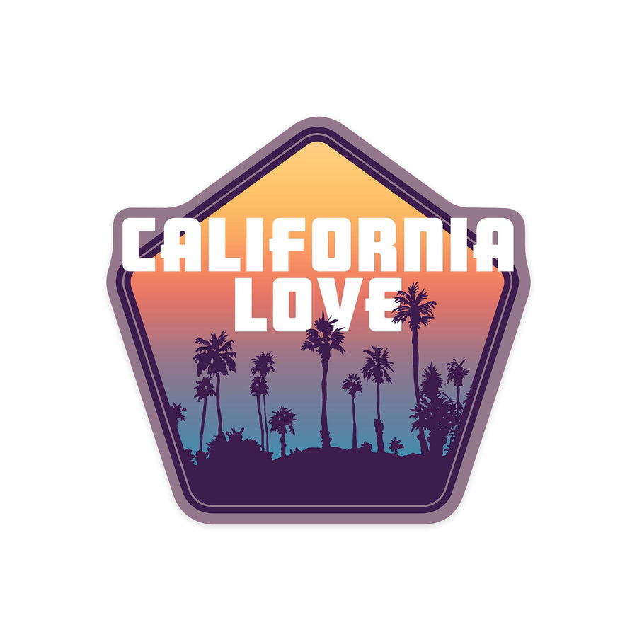 California, California Love, Palm Trees, Contour, Lantern Press Artwork, Vinyl Sticker Sticker Lantern Press 