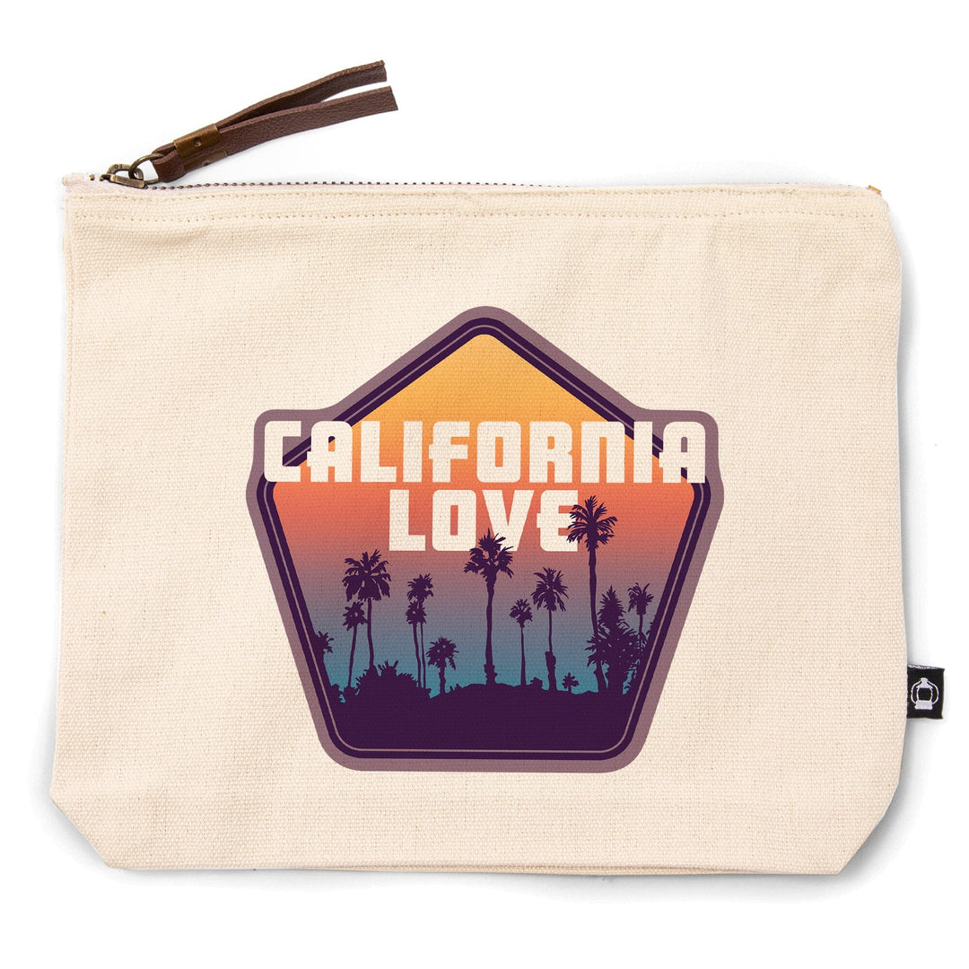 California, California Love, Palm Trees,, Organic Cotton Zipper Pouch, Go Bag Totes Lantern Press 