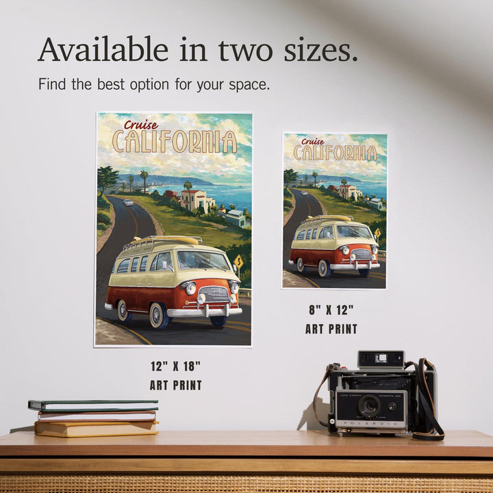 California, Camper Van Cruise, Art & Giclee Prints Art Lantern Press 