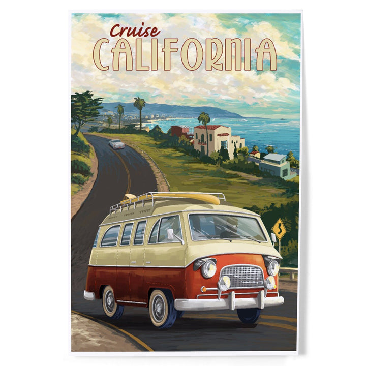 California, Camper Van Cruise, Art & Giclee Prints Art Lantern Press 