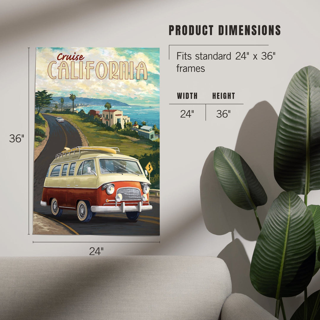 California, Camper Van Cruise, Art & Giclee Prints Art Lantern Press 