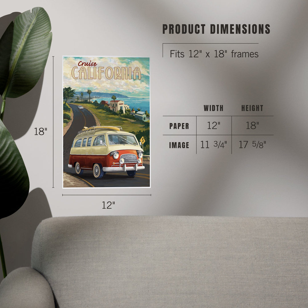 California, Camper Van Cruise, Art & Giclee Prints Art Lantern Press 