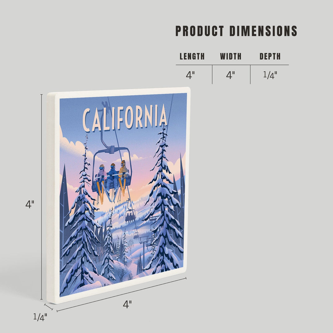 California, Chill on the Uphill, Ski Lift, Coasters Coasters Lantern Press 