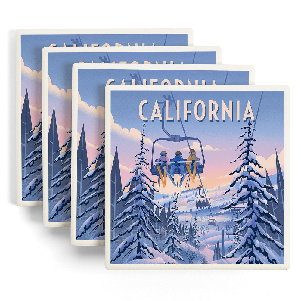 California, Chill on the Uphill, Ski Lift, Coasters Coasters Lantern Press 