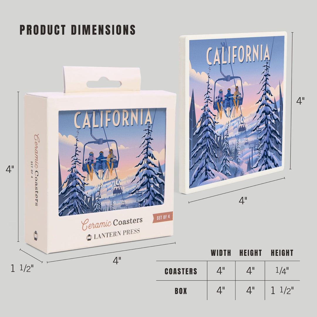 California, Chill on the Uphill, Ski Lift, Coasters Coasters Lantern Press 