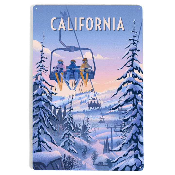 California, Chill on the Uphill, Ski Lift, Metal Signs Metal Lantern Press 