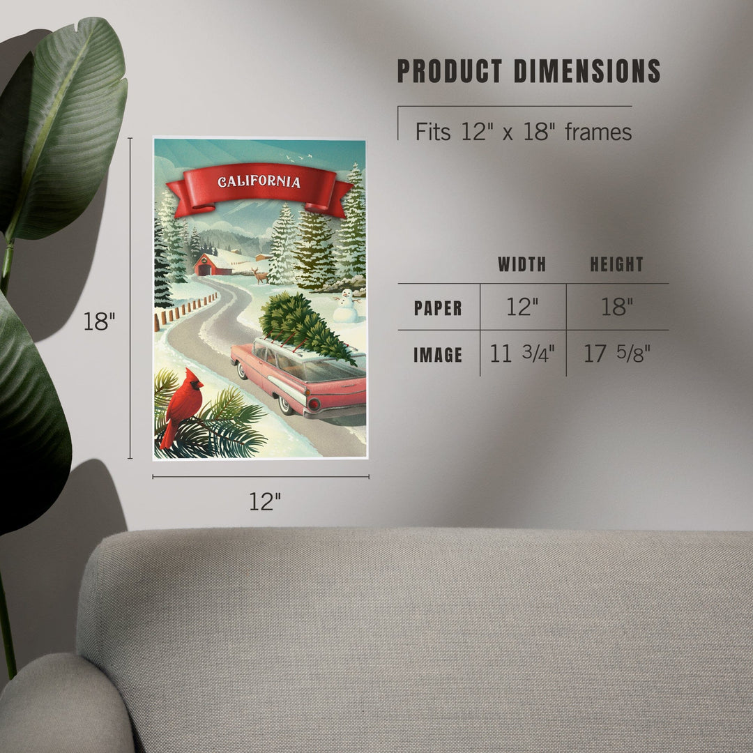 California, Christmas Holiday Tradition, Art & Giclee Prints Art Lantern Press 