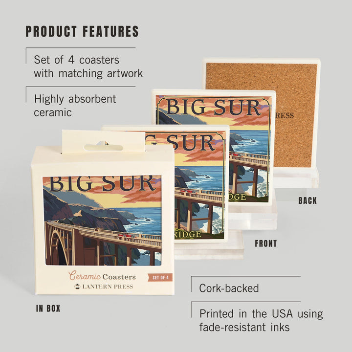 California Coast, Bixby Bridge, Coasters Coasters Lantern Press 