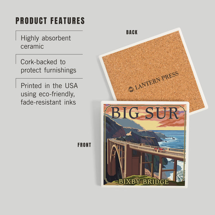California Coast, Bixby Bridge, Coasters Coasters Lantern Press 