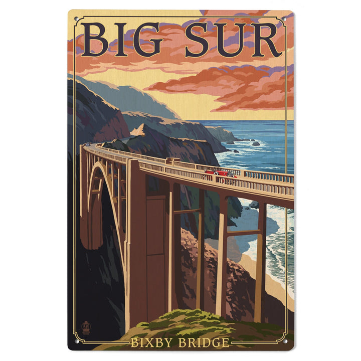 California Coast, Bixby Bridge, Lantern Press Artwork, Wood Signs and Postcards Wood Lantern Press 
